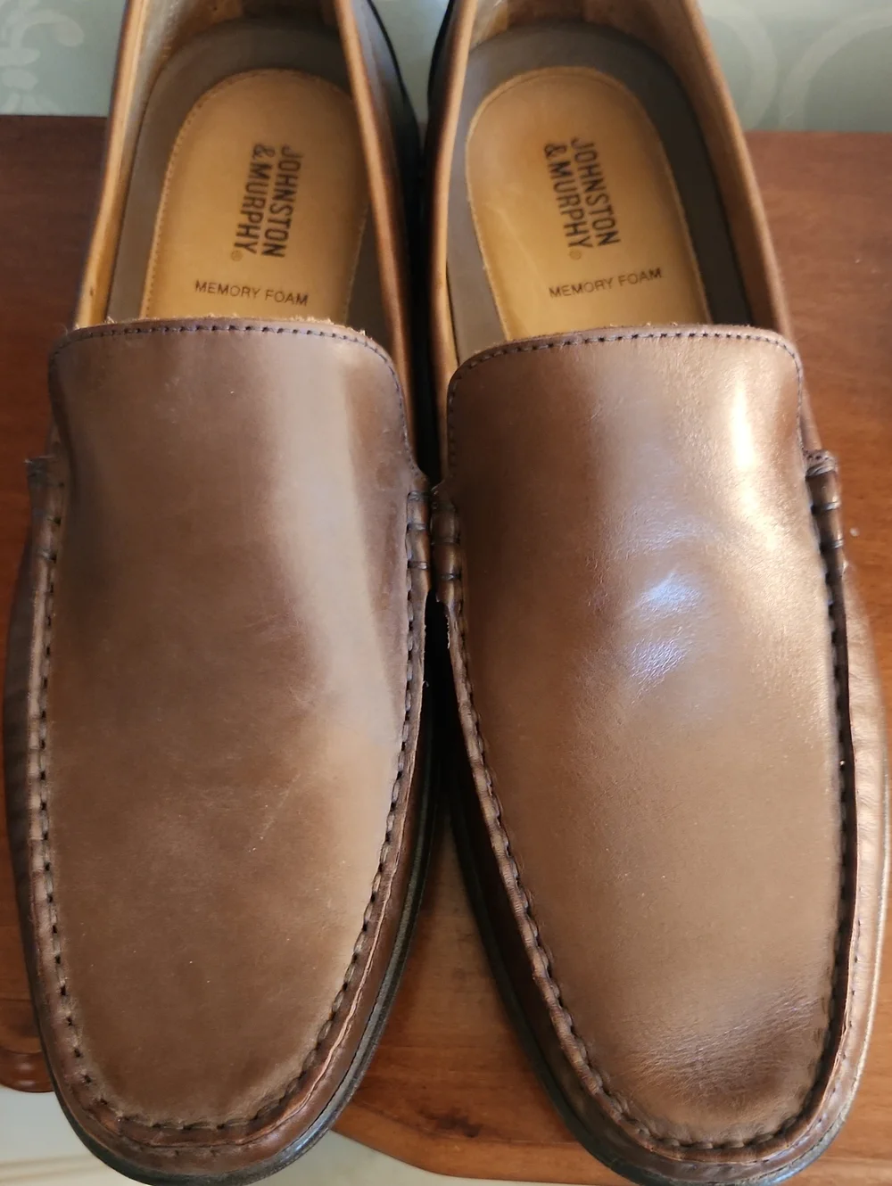 Johnston & Murphy Tan Leather Slip-On Loafers